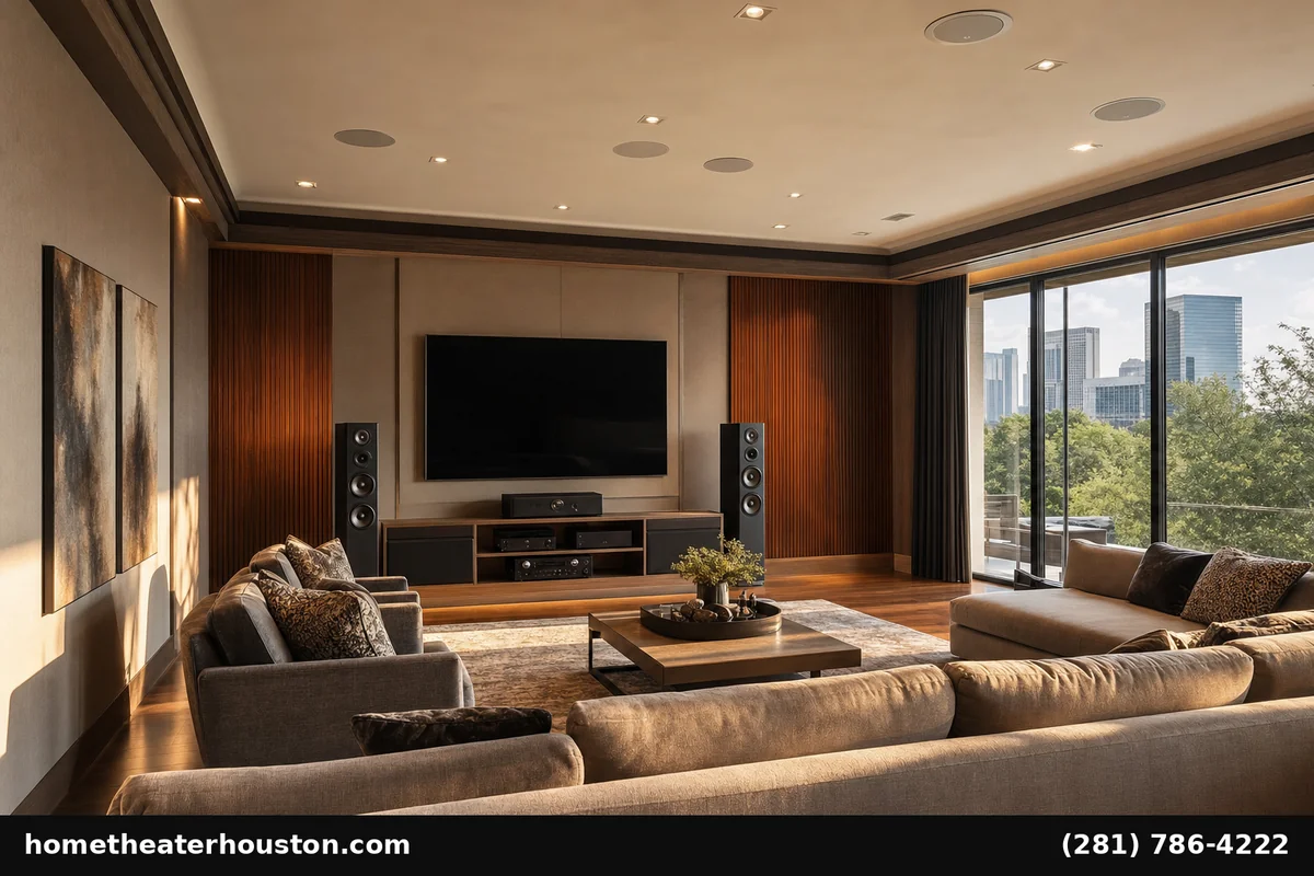 Dolby Atmos home theater setup Houston living room