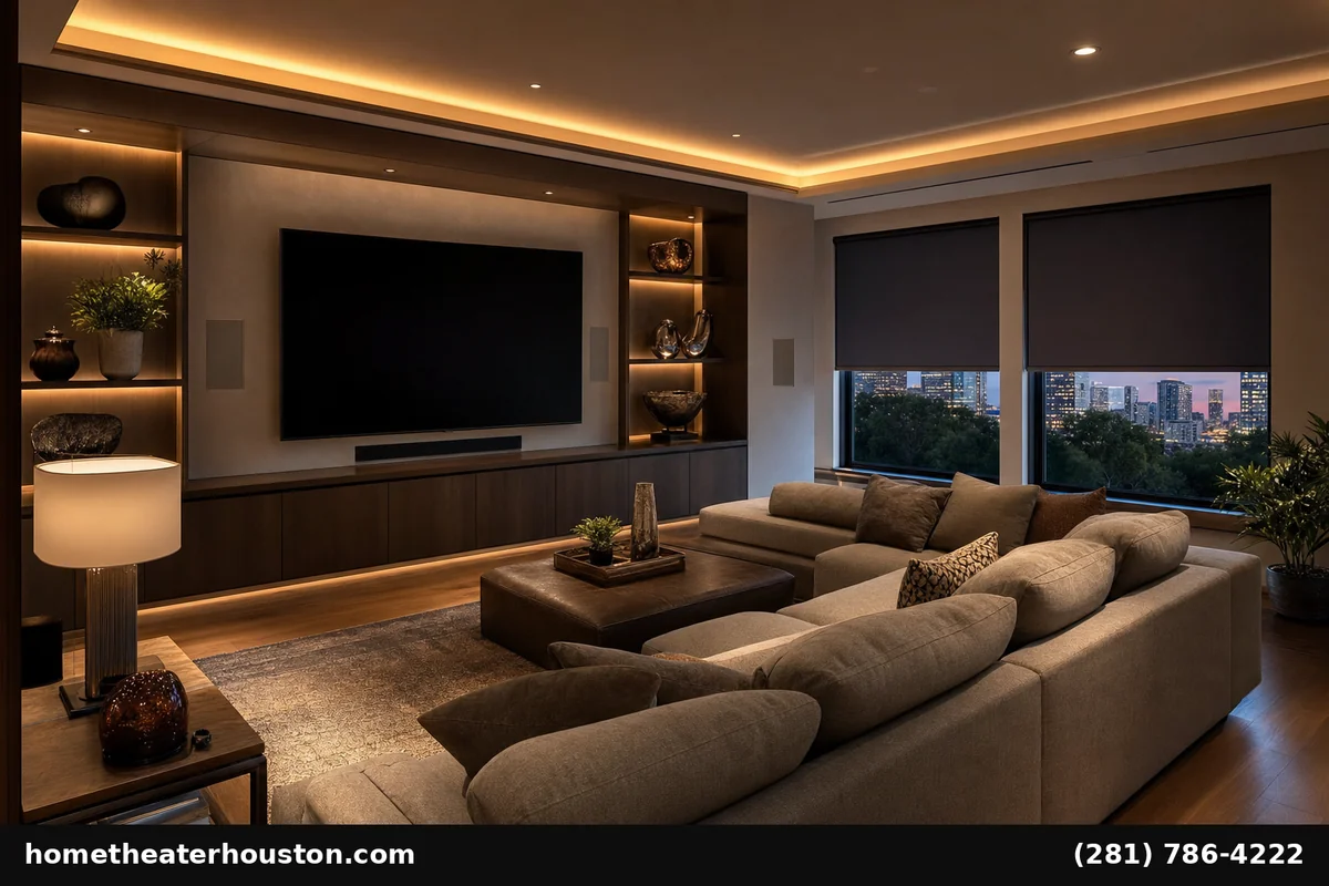 Media room design Houston home interior