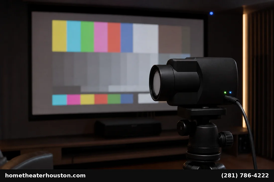 Professional projector calibration meter on tripod