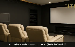 In wall subwoofer home theater in a luxury room