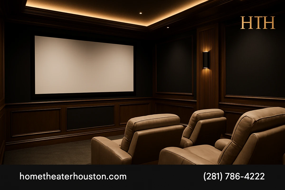 In wall subwoofer home theater grille in a luxury room